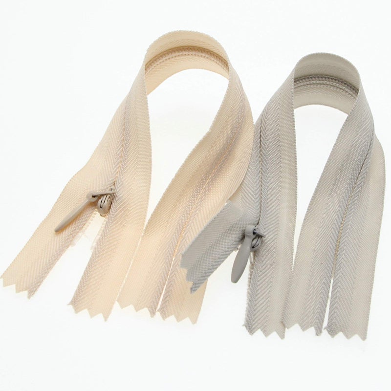 Leekayer 24"" Nylon Coil Invisible Zippers for DIY Tailor Sewing Craft Mixed 10 PCS/Pack (Beige&Grey,24 inch) Leekayer - Image 2